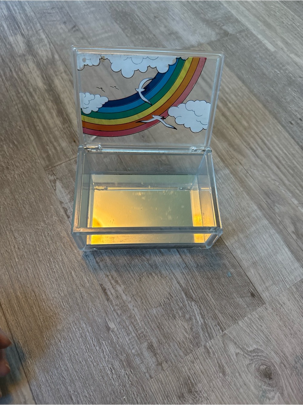 Clear Acrylic Jewelry Box with Rainbow Lid - Transparent